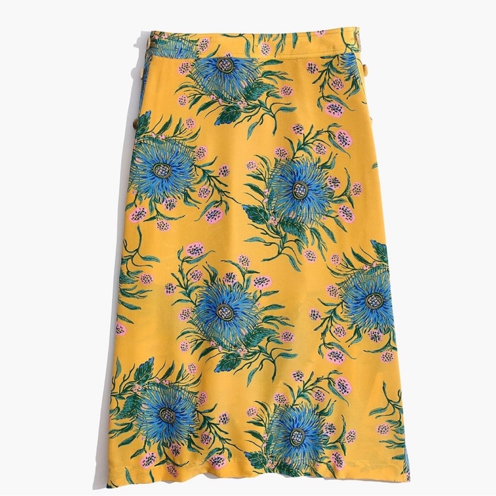 Madewell Silk Side-Button Skirt in Painted Blooms